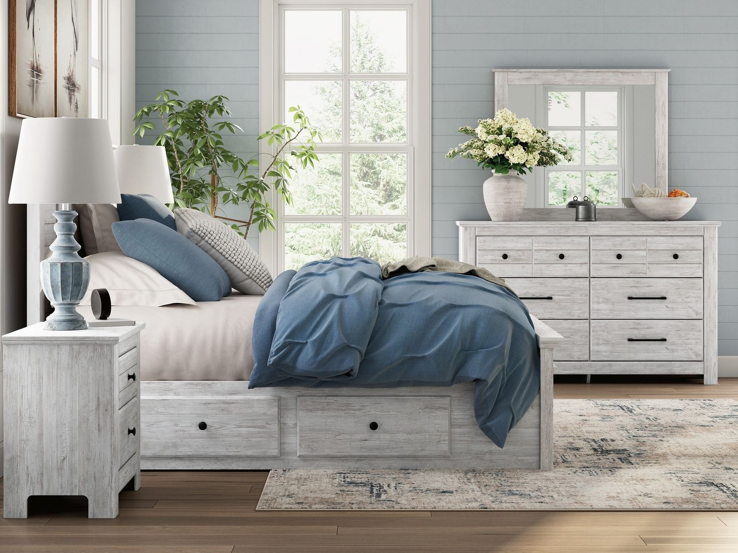 Allihauser Bedroom Mirror In White Wash NCB117136