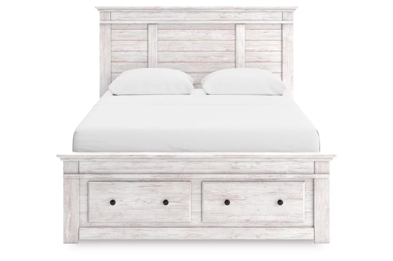 Allihauser Queen Panel Storage Bed In White Wash NCB1171B10