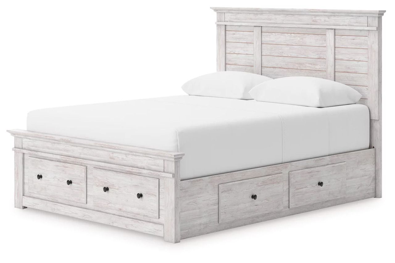 Allihauser Queen Panel Storage Bed In White Wash NCB1171B10