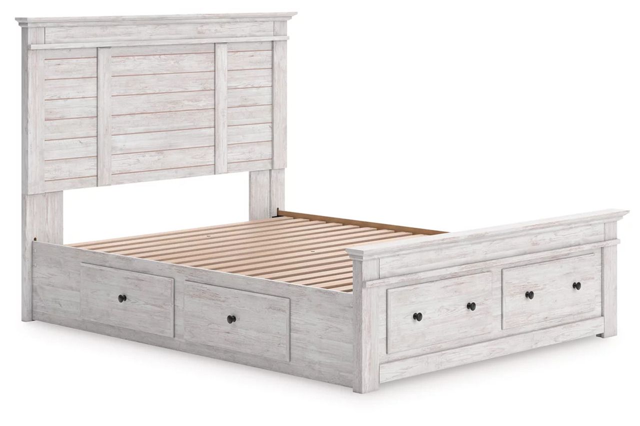 Allihauser Queen Panel Storage Bed In White Wash NCB1171B10