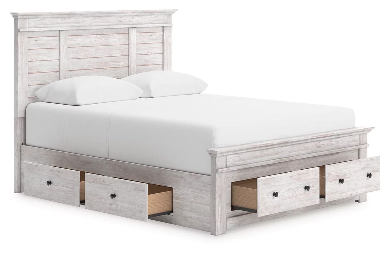 Allihauser Queen Panel Storage Bed In White Wash NCB1171B10