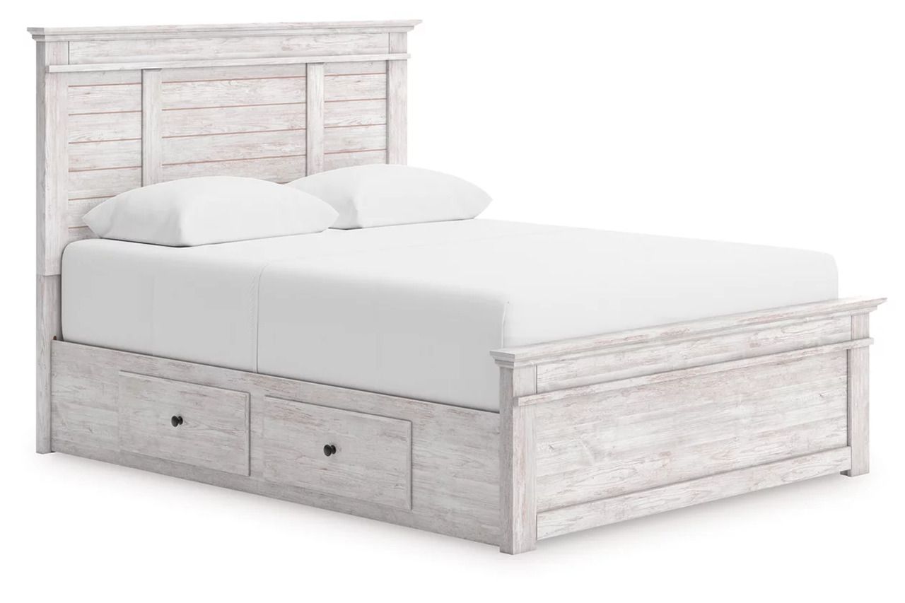 Allihauser Queen Panel Storage Bed In White Wash NCB1171B16