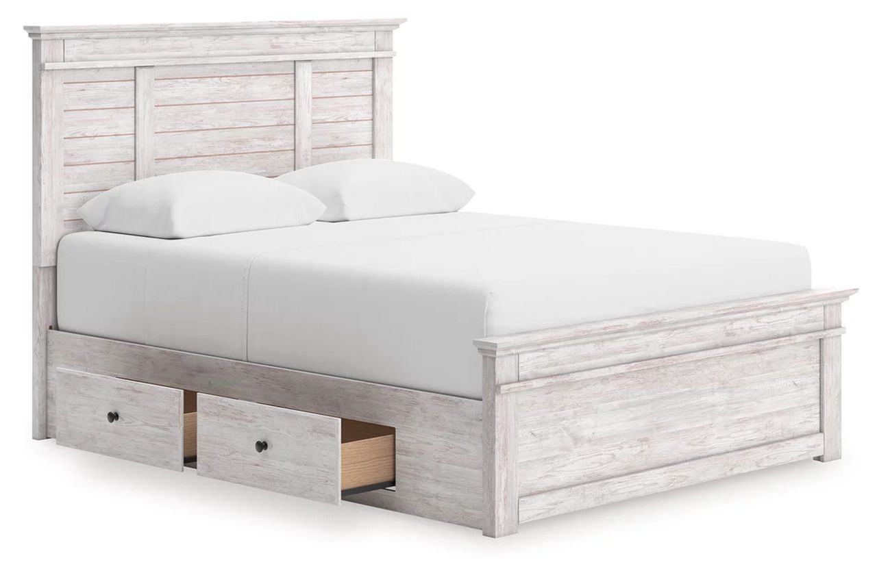 Allihauser Queen Panel Storage Bed In White Wash NCB1171B16