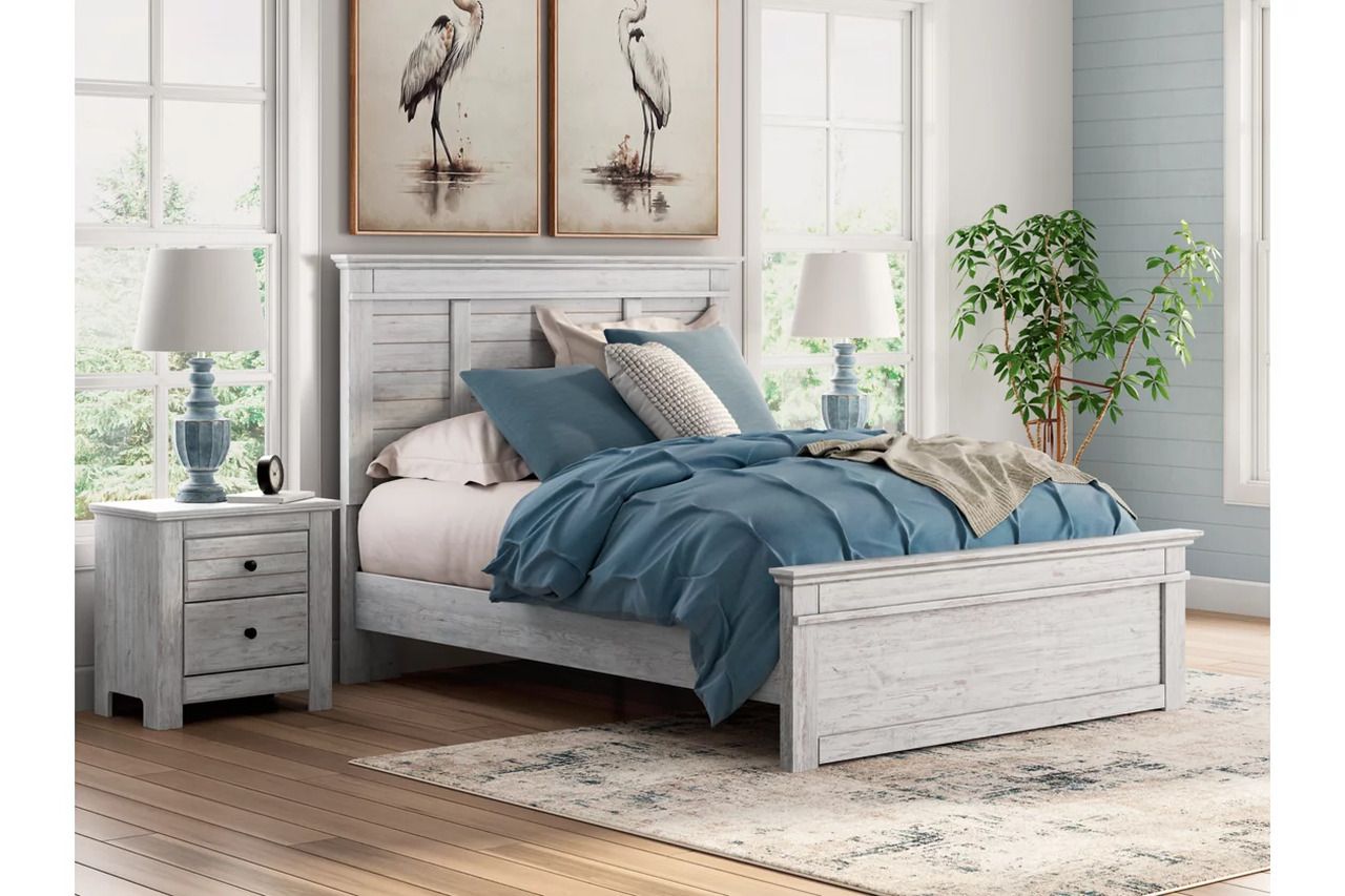 Allihauser Queen Panel Bed In White Wash NCB1171B2