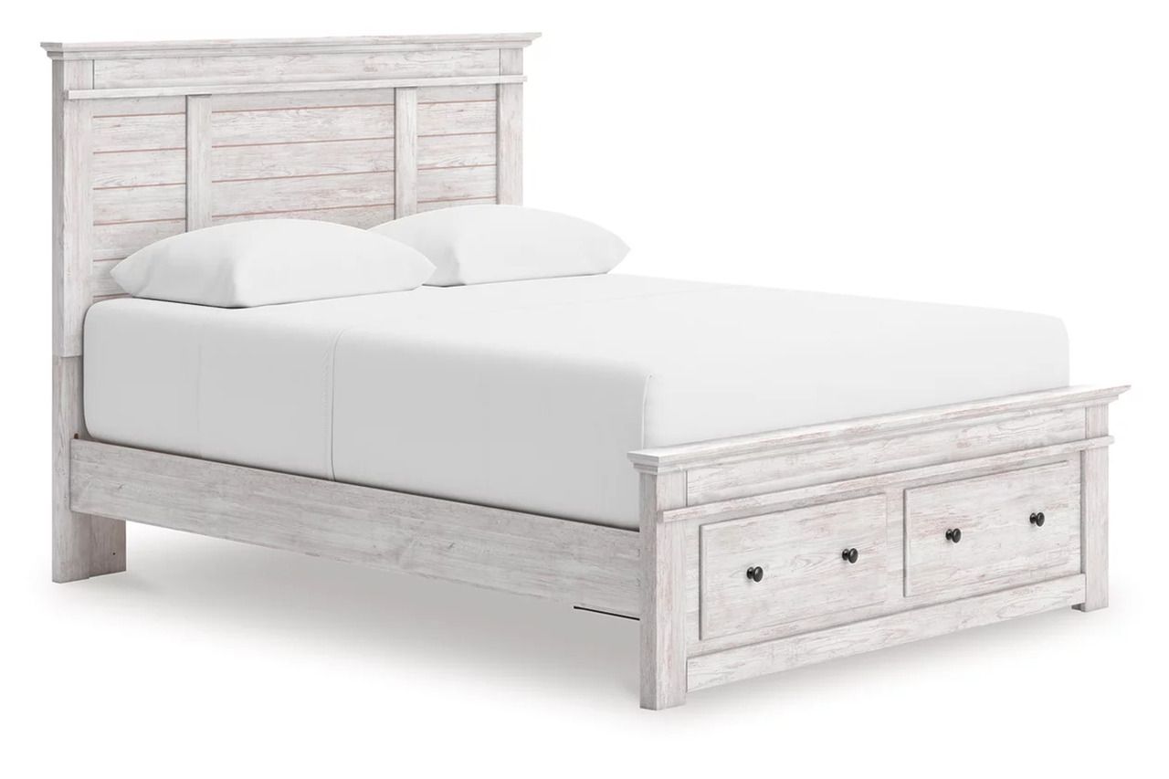 Allihauser Queen Panel Storage Bed In White Wash NCB1171B4