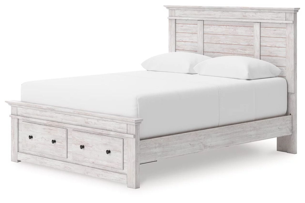Allihauser Queen Panel Storage Bed In White Wash NCB1171B4