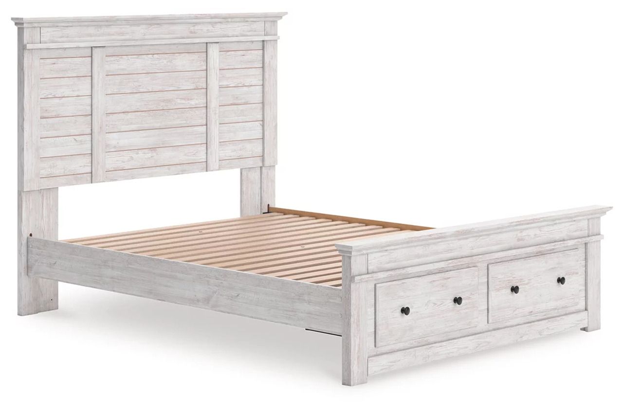 Allihauser Queen Panel Storage Bed In White Wash NCB1171B4