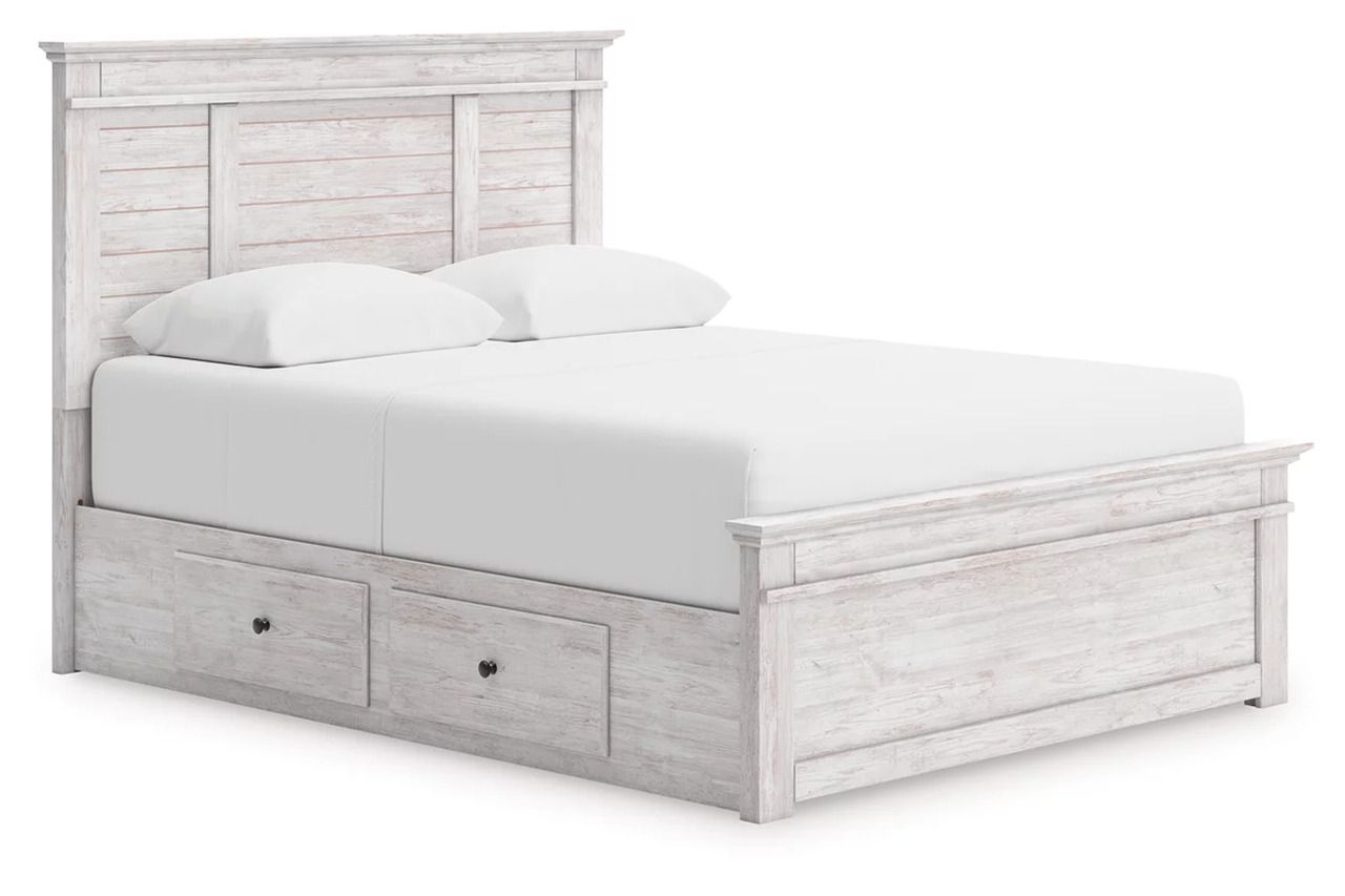 Allihauser Queen Panel Storage Bed In White Wash NCB1171B7