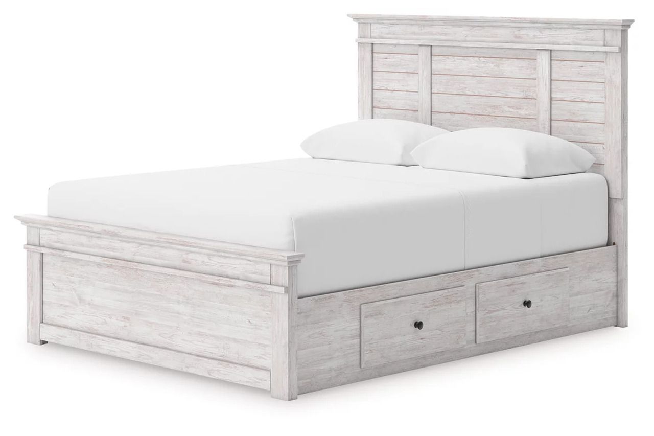 Allihauser Queen Panel Storage Bed In White Wash NCB1171B7