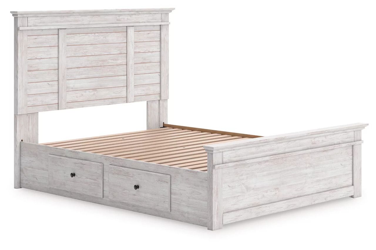 Allihauser Queen Panel Storage Bed In White Wash NCB1171B7