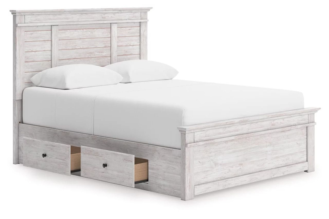 Allihauser Queen Panel Storage Bed In White Wash NCB1171B7