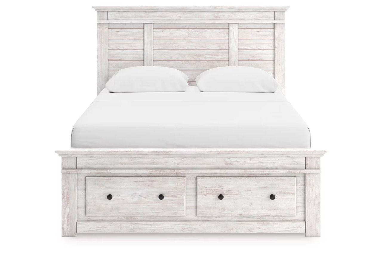 Allihauser Queen Panel Storage Bed In White Wash NCB1171B9