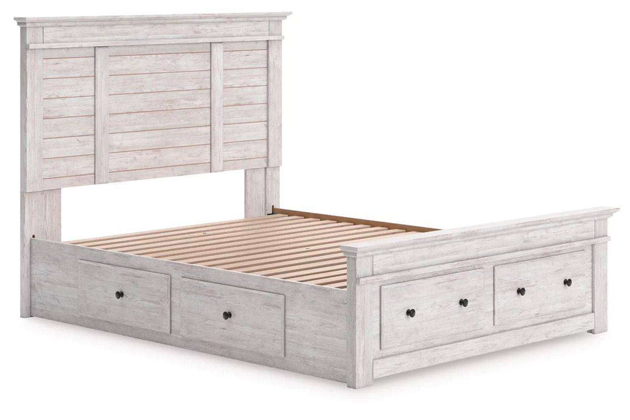 Allihauser Queen Panel Storage Bed In White Wash NCB1171B9