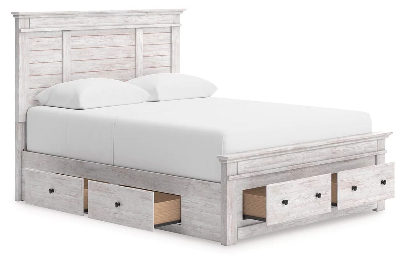 Allihauser Queen Panel Storage Bed In White Wash NCB1171B9