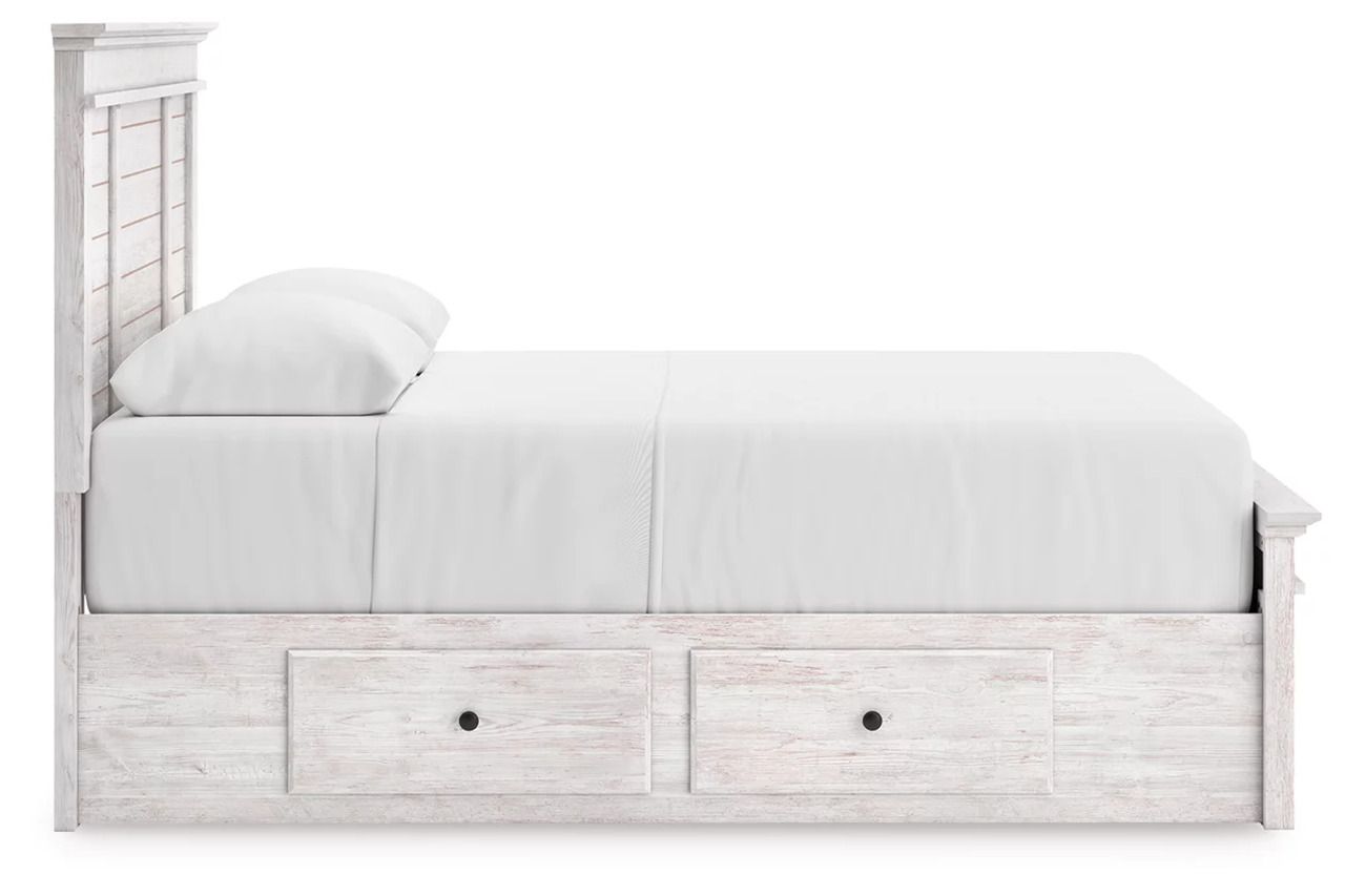 Allihauser Queen Panel Storage Bed In White Wash NCB1171B9