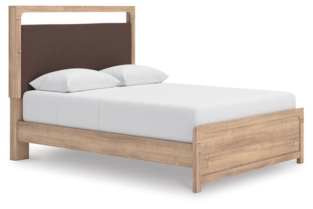 Prandefort Queen Upholstered Platform Bed In Tan NCB1360B10