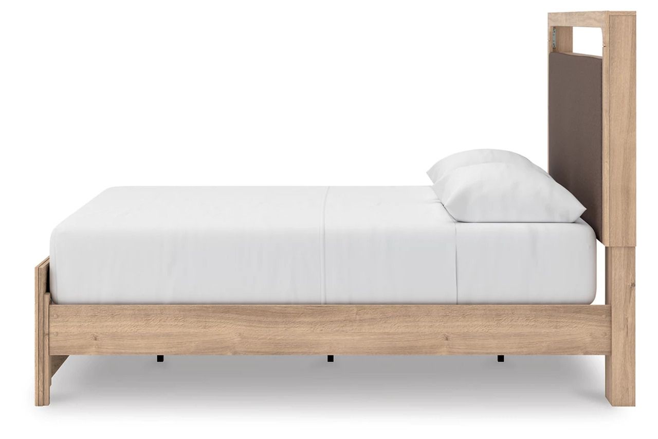 Prandefort Queen Upholstered Platform Bed In Tan NCB1360B10