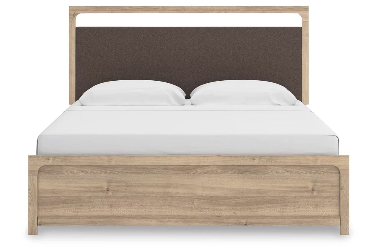 Prandefort King Upholstered Panel Bed In Tan NCB1360B15