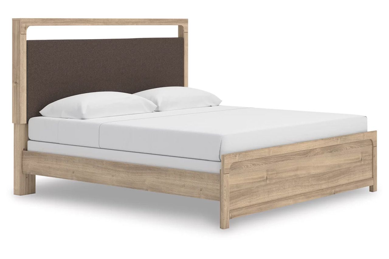 Prandefort King Upholstered Panel Bed In Tan NCB1360B15