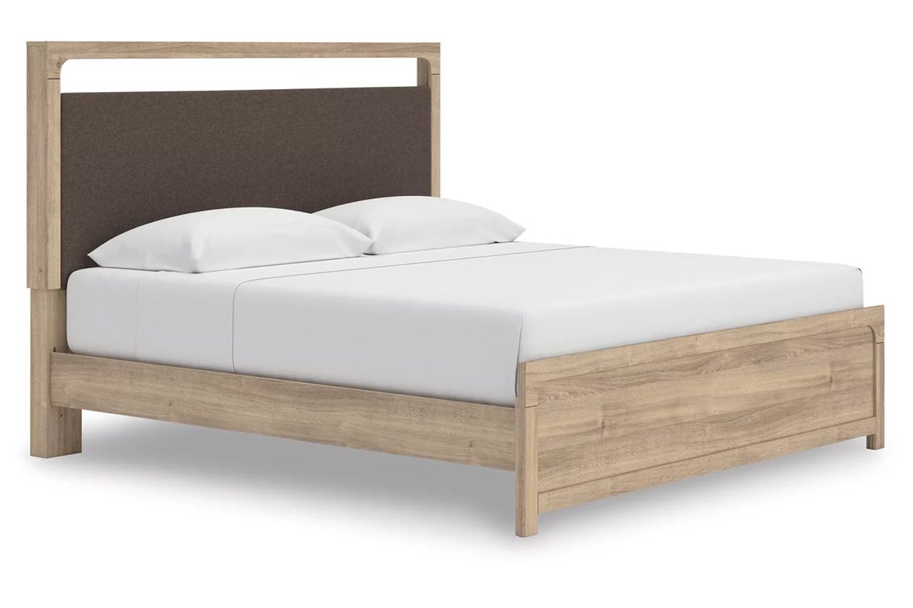 Prandefort King Upholstered Platform Bed In Tan NCB1360B16