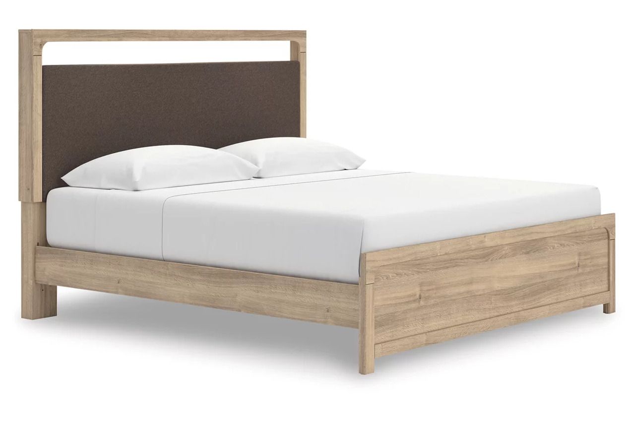 Prandefort King Upholstered Platform Bed In Tan NCB1360B16