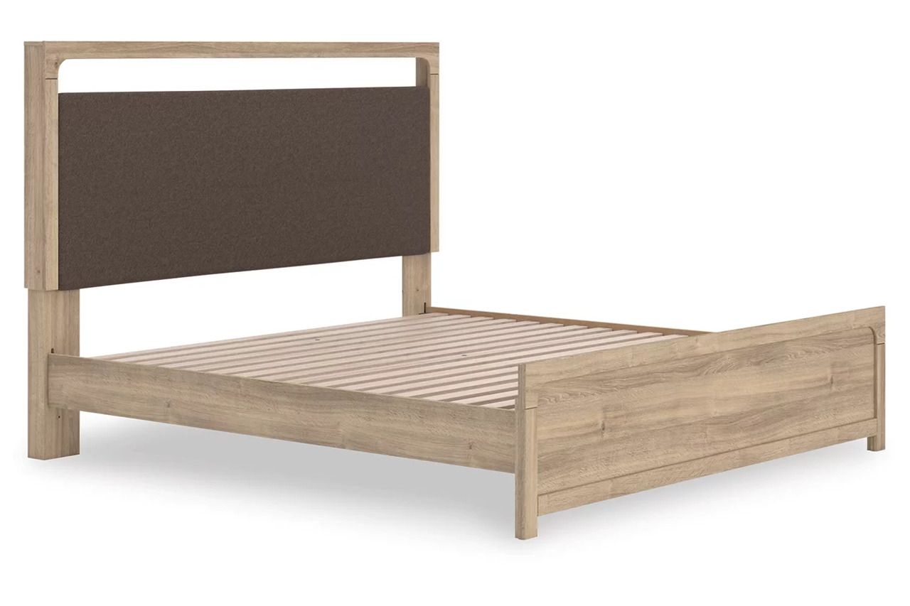 Prandefort King Upholstered Platform Bed In Tan NCB1360B16