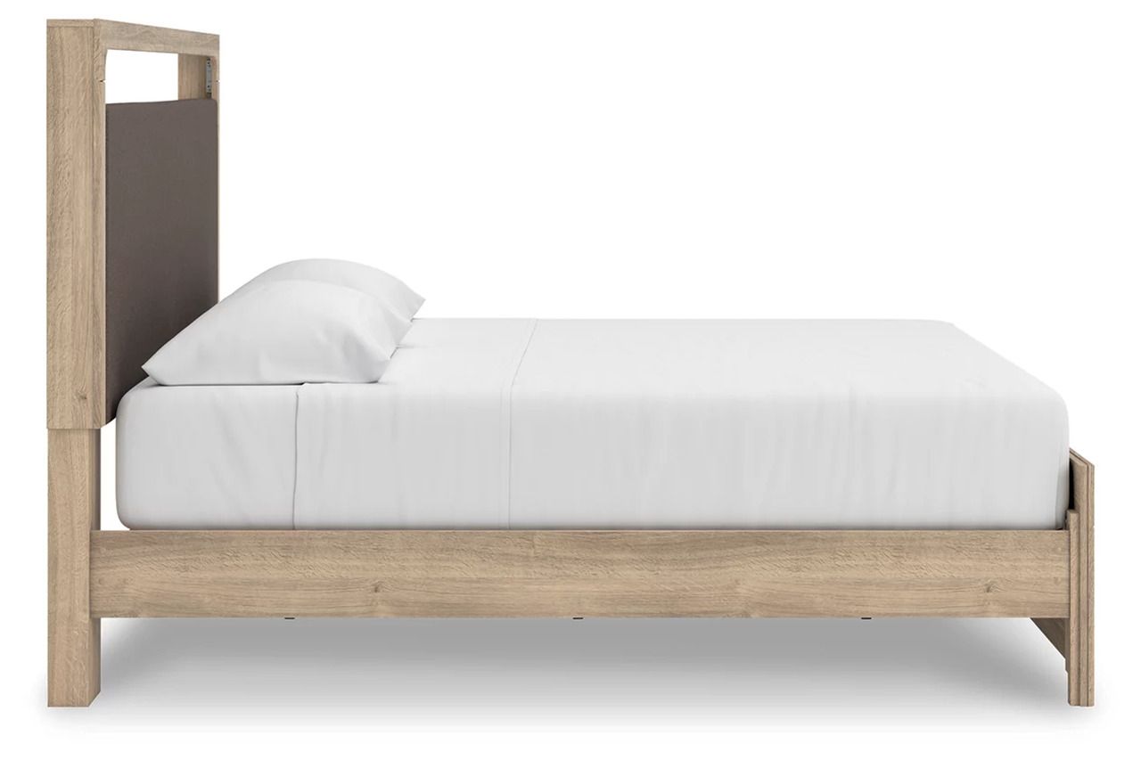 Prandefort King Upholstered Platform Bed In Tan NCB1360B16