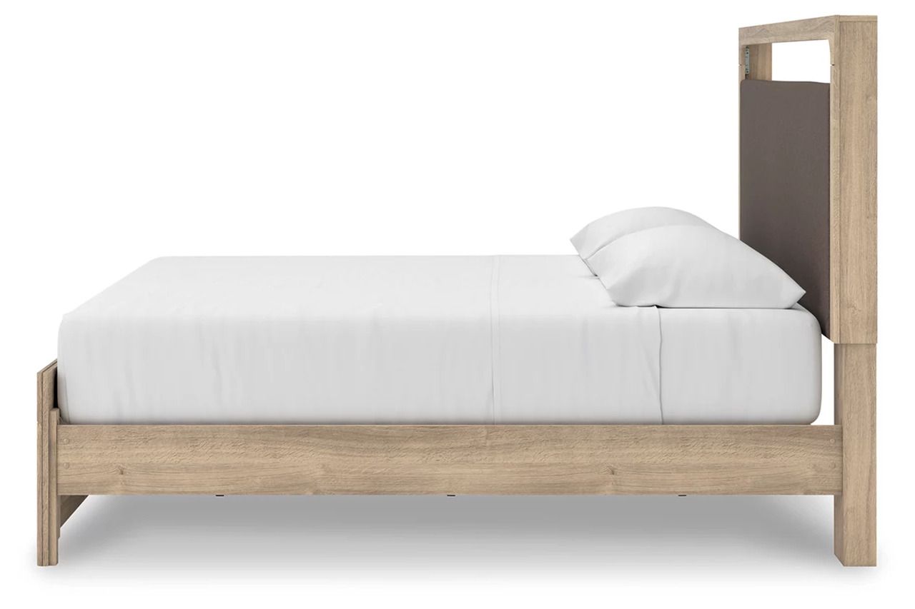 Prandefort King Upholstered Platform Bed In Tan NCB1360B16