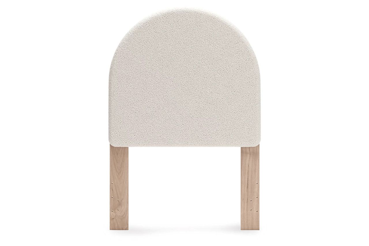 Birkmore Twin Upholstered Panel Headboard In White and Tan NCB156653