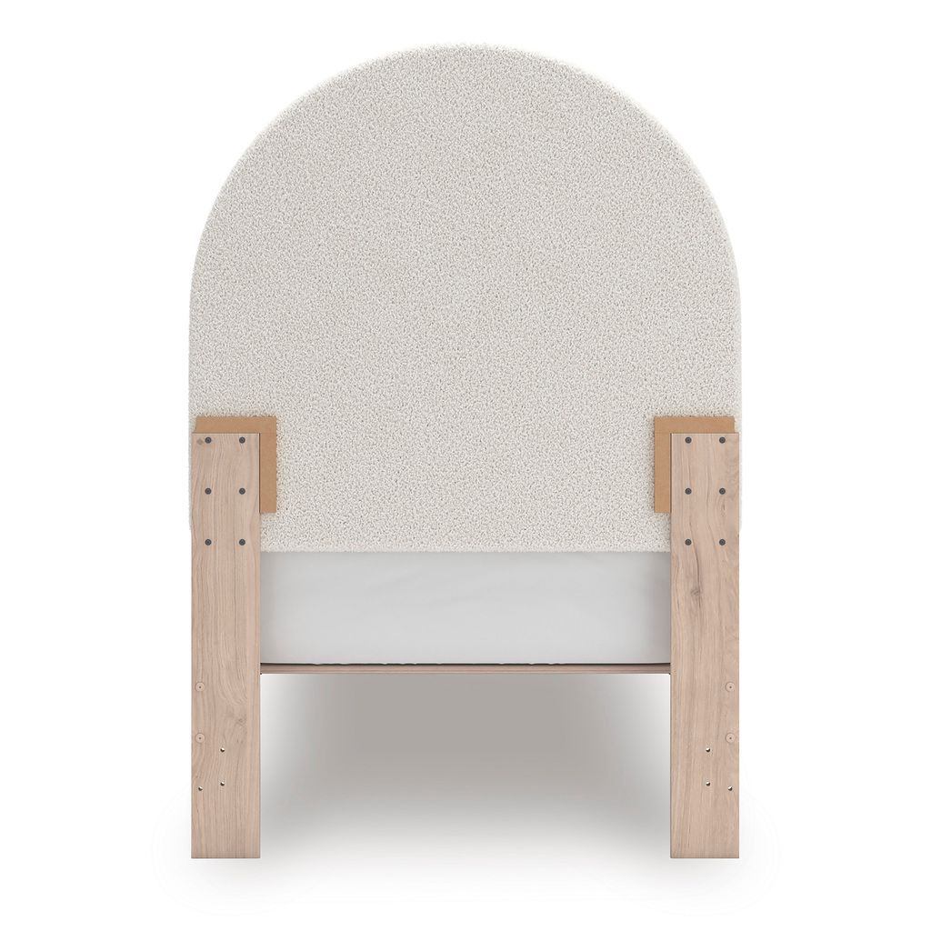 Birkmore Twin Upholstered Panel Headboard In White and Tan NCB156653