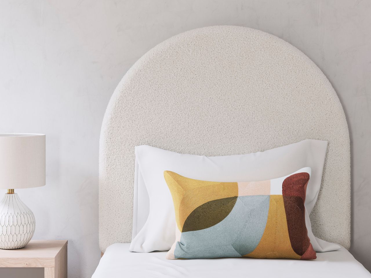 Birkmore Twin Upholstered Panel Headboard In White and Tan NCB156653