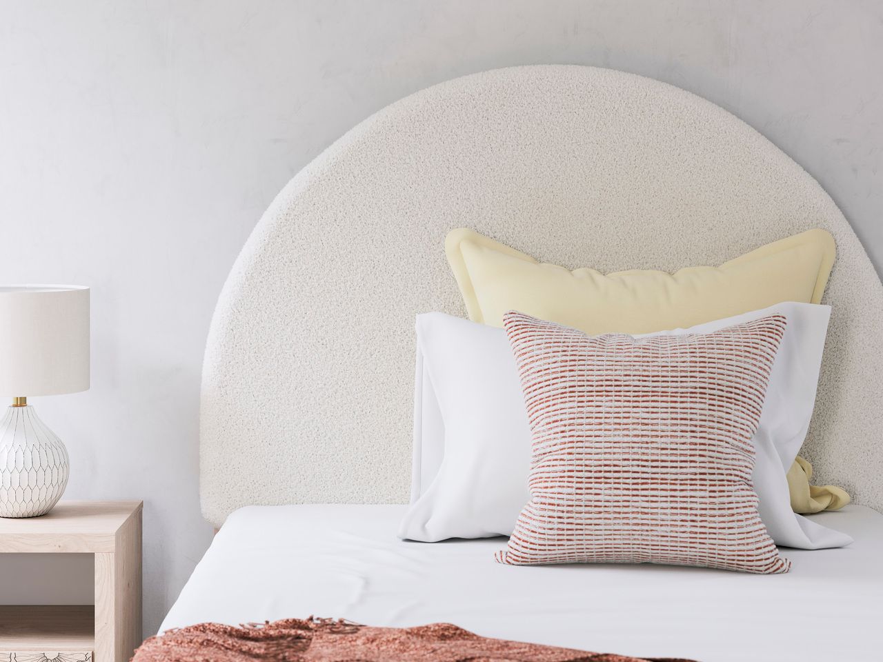 Birkmore Full Upholstered Panel Headboard In White and Tan NCB156687