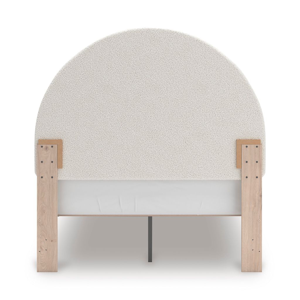 Birkmore Full Upholstered Panel Headboard In White and Tan NCB156687