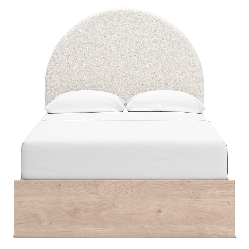 Birkmore Full Upholstered Panel Headboard In White and Tan NCB156687