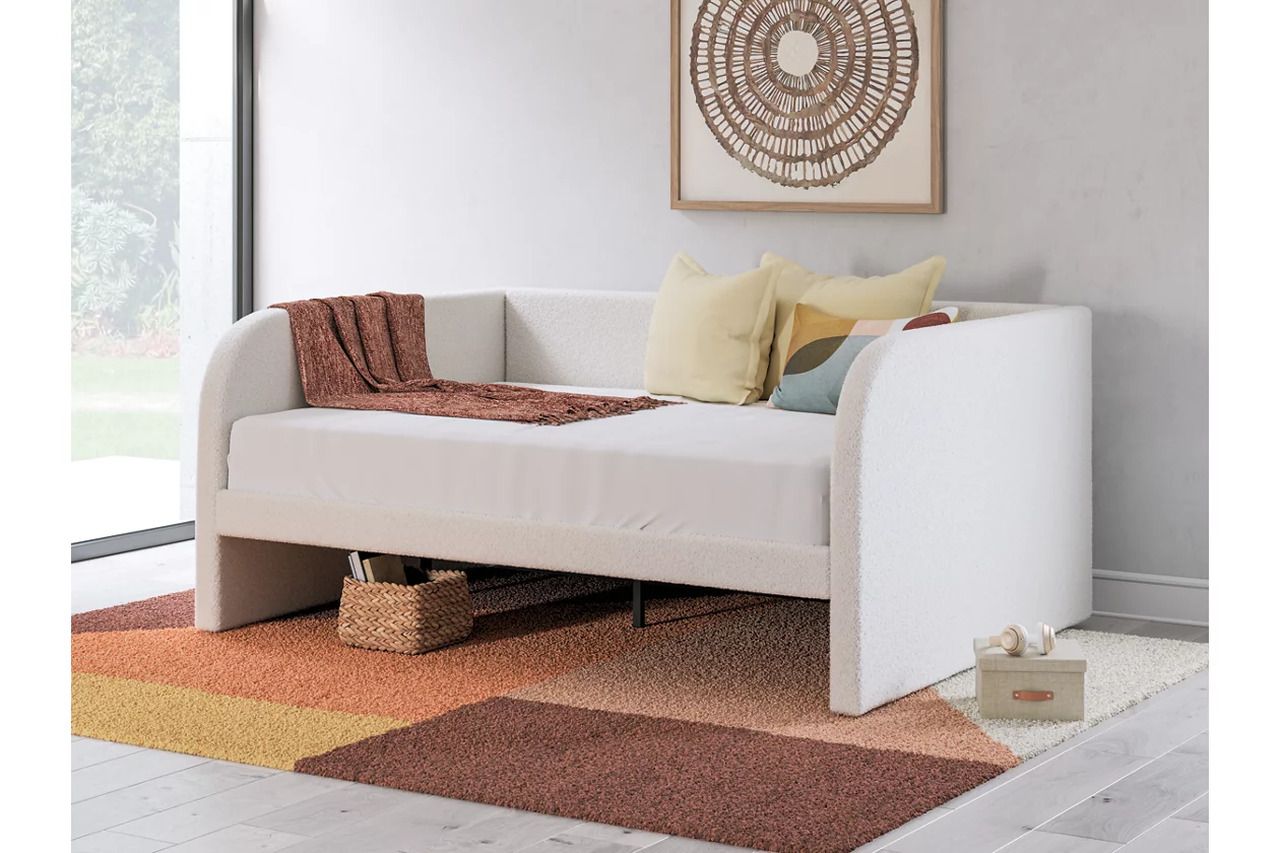Birkmore Full Upholstered Day Bed In Tan and White NCB1566B10