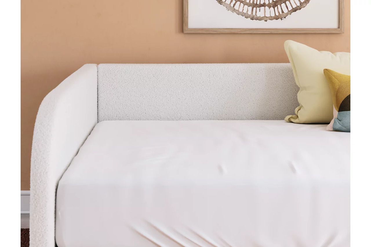 Birkmore Full Upholstered Day Bed In Tan and White NCB1566B10