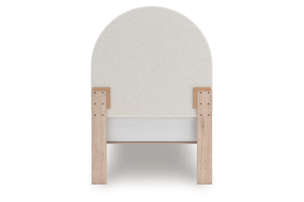 Birkmore Twin Upholstered Panel Bed In Tan and White NCB1566B2