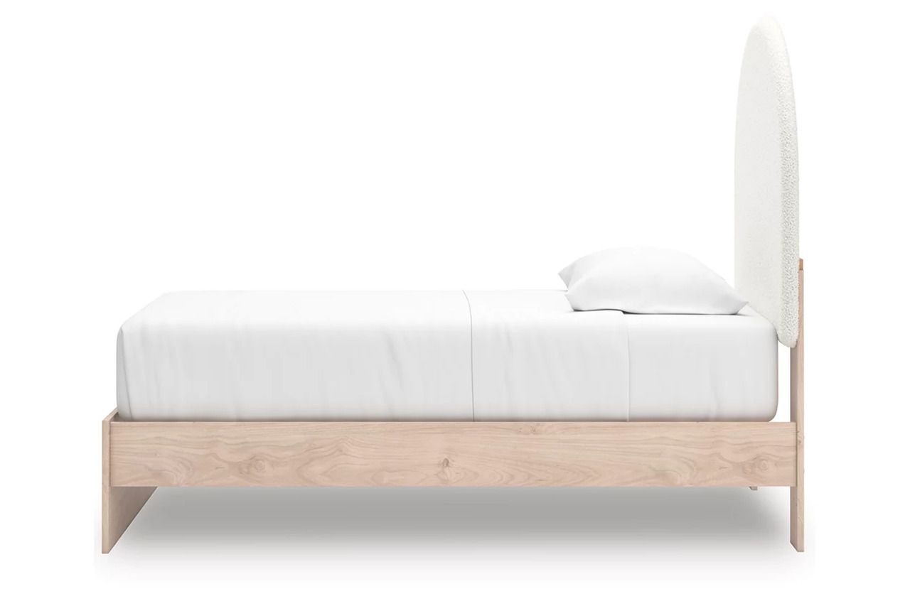 Birkmore Twin Upholstered Panel Bed In Tan and White NCB1566B2