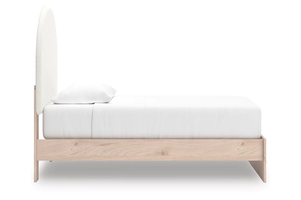 Birkmore Twin Upholstered Panel Bed In Tan and White NCB1566B2