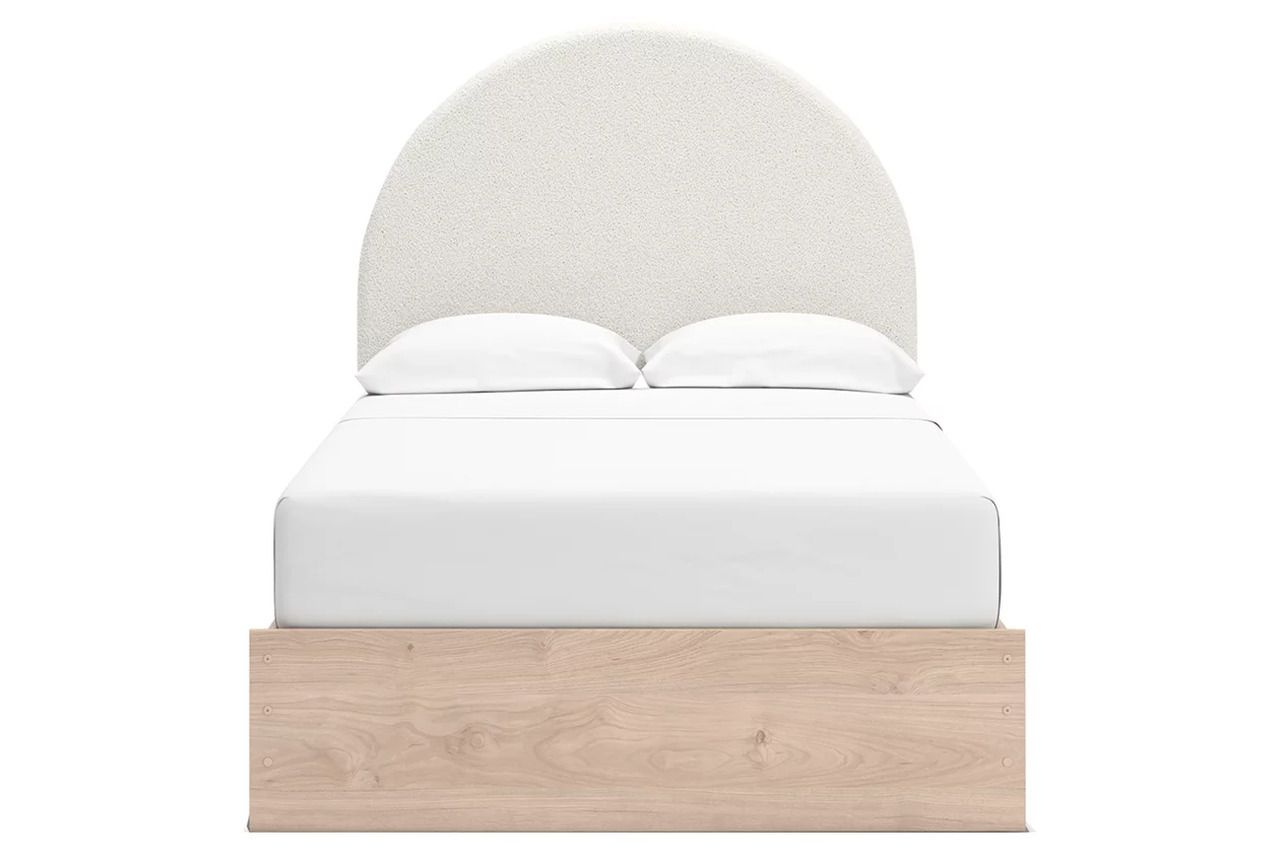 Birkmore Full Upholstered Panel Bed In Tan and White NCB1566B3