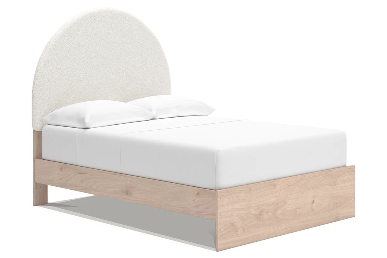 Birkmore Full Upholstered Panel Bed In Tan and White NCB1566B3