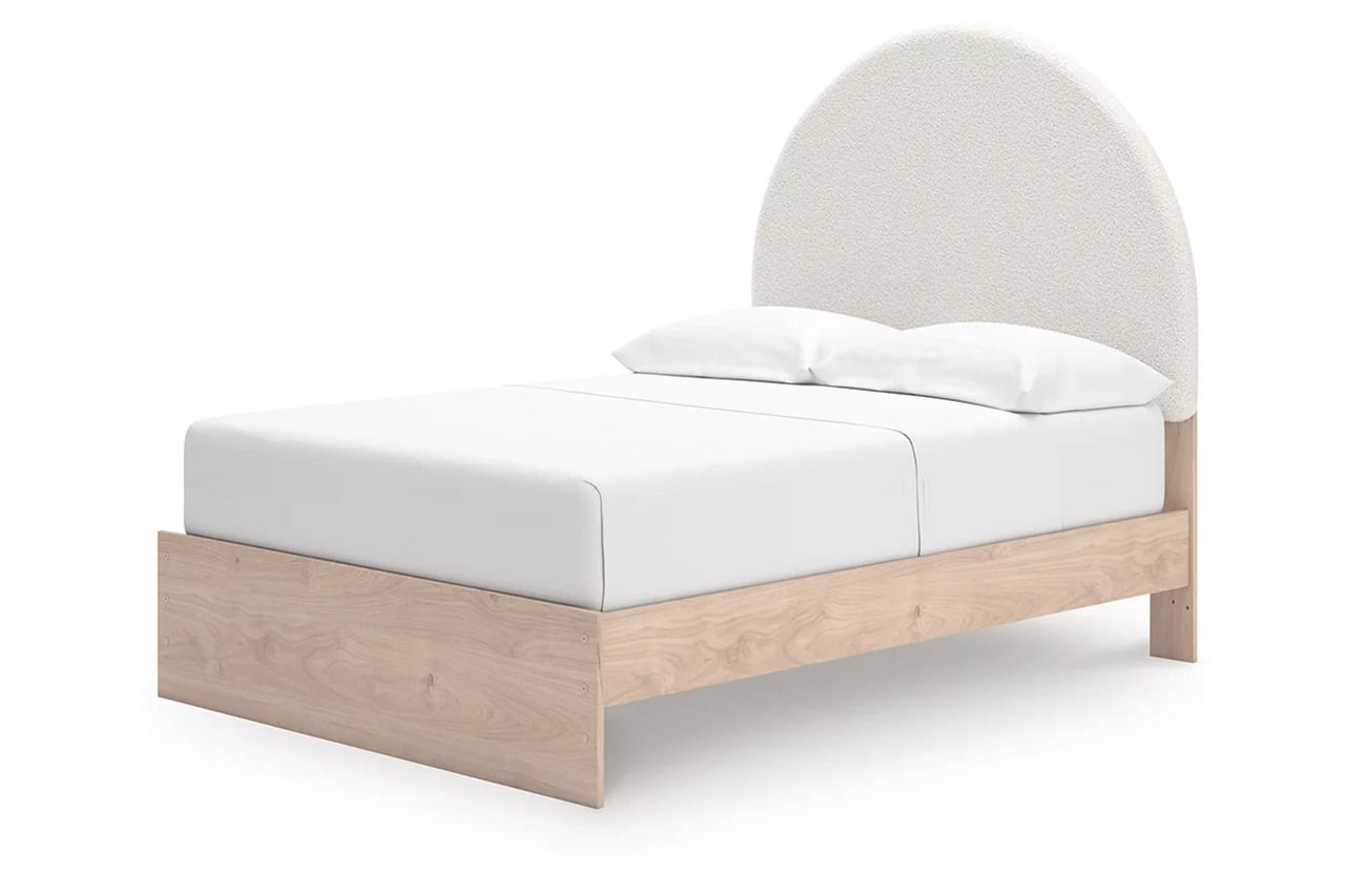 Birkmore Full Upholstered Panel Bed In Tan and White NCB1566B3