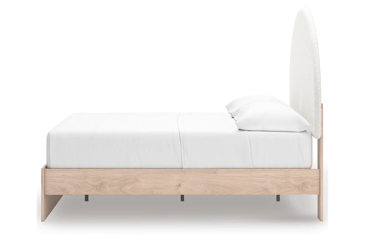 Birkmore Full Upholstered Panel Bed In Tan and White NCB1566B3