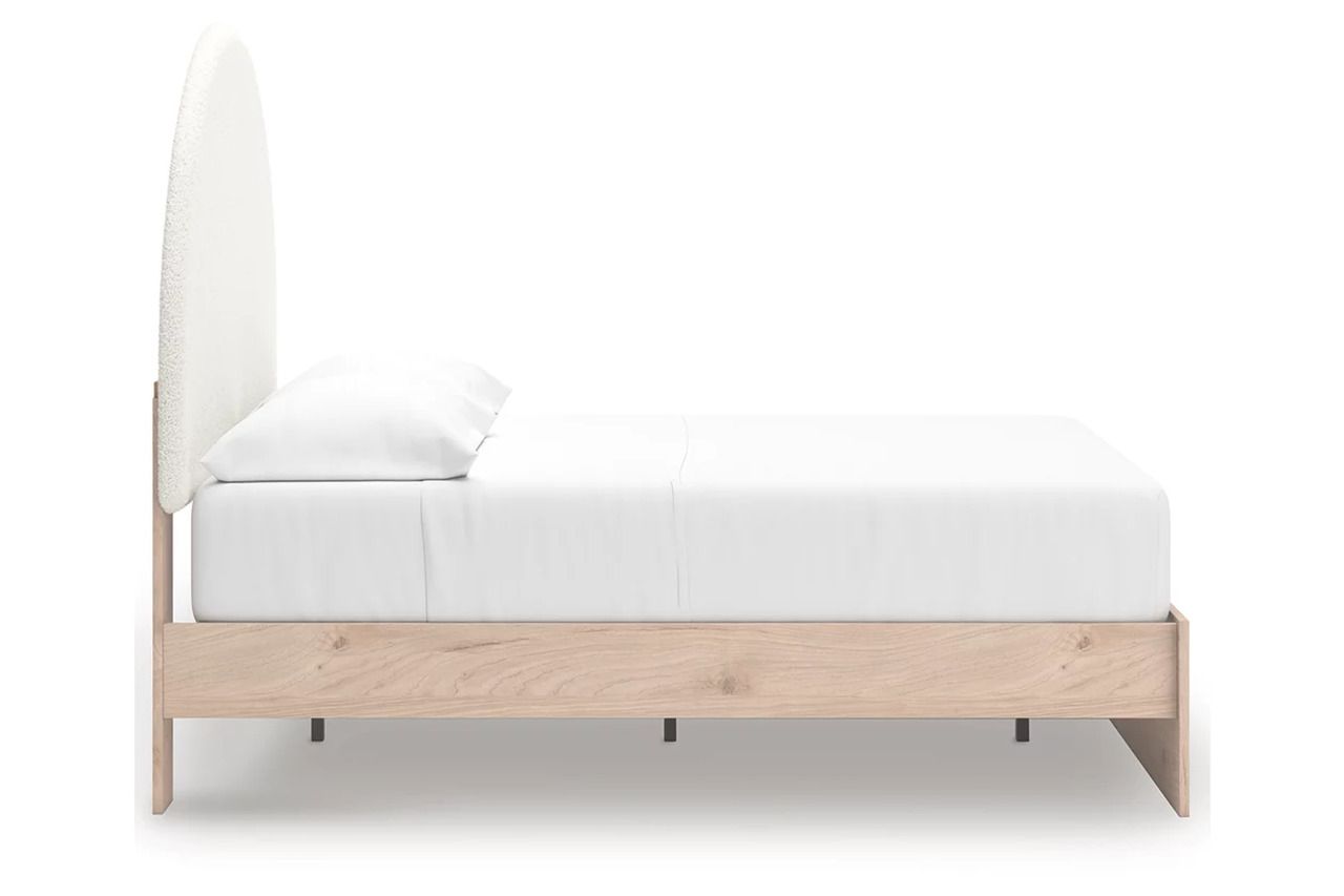 Birkmore Full Upholstered Panel Bed In Tan and White NCB1566B3