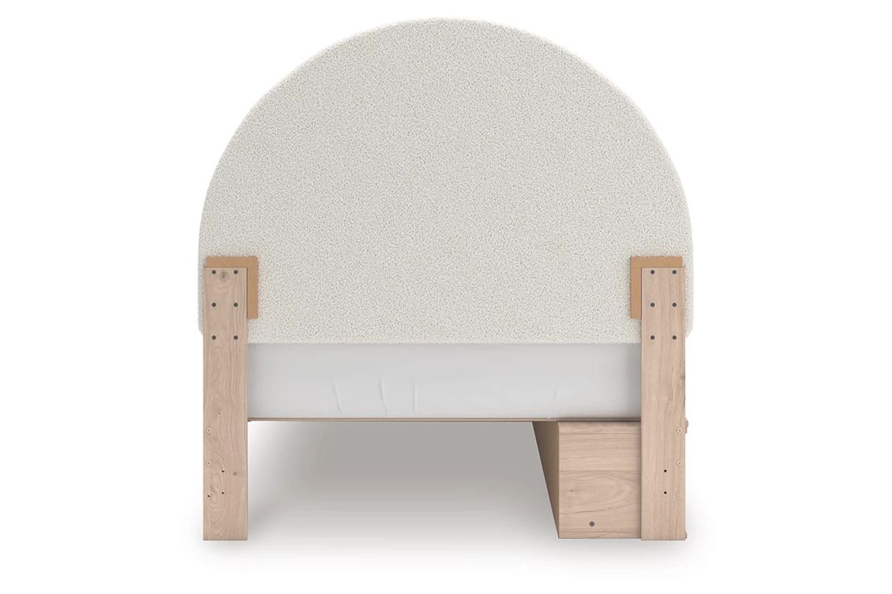 Birkmore Full Upholstered Panel Bed with Storage In Tan and White NCB1566B5