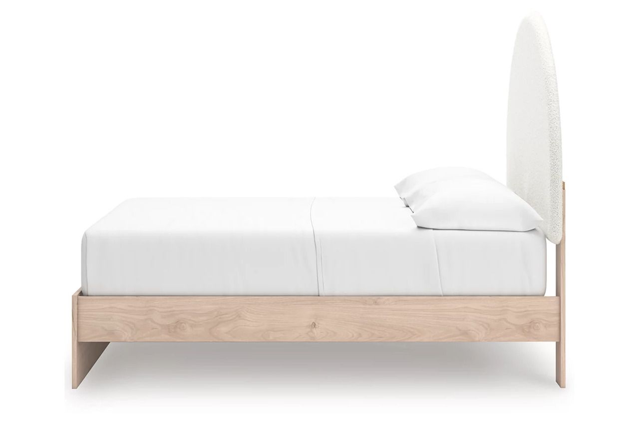 Birkmore Full Upholstered Panel Bed with Storage In Tan and White NCB1566B5