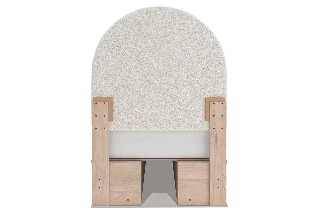 Birkmore Twin Upholstered Panel Bed with Double Storage In Tan and White NCB1566B6