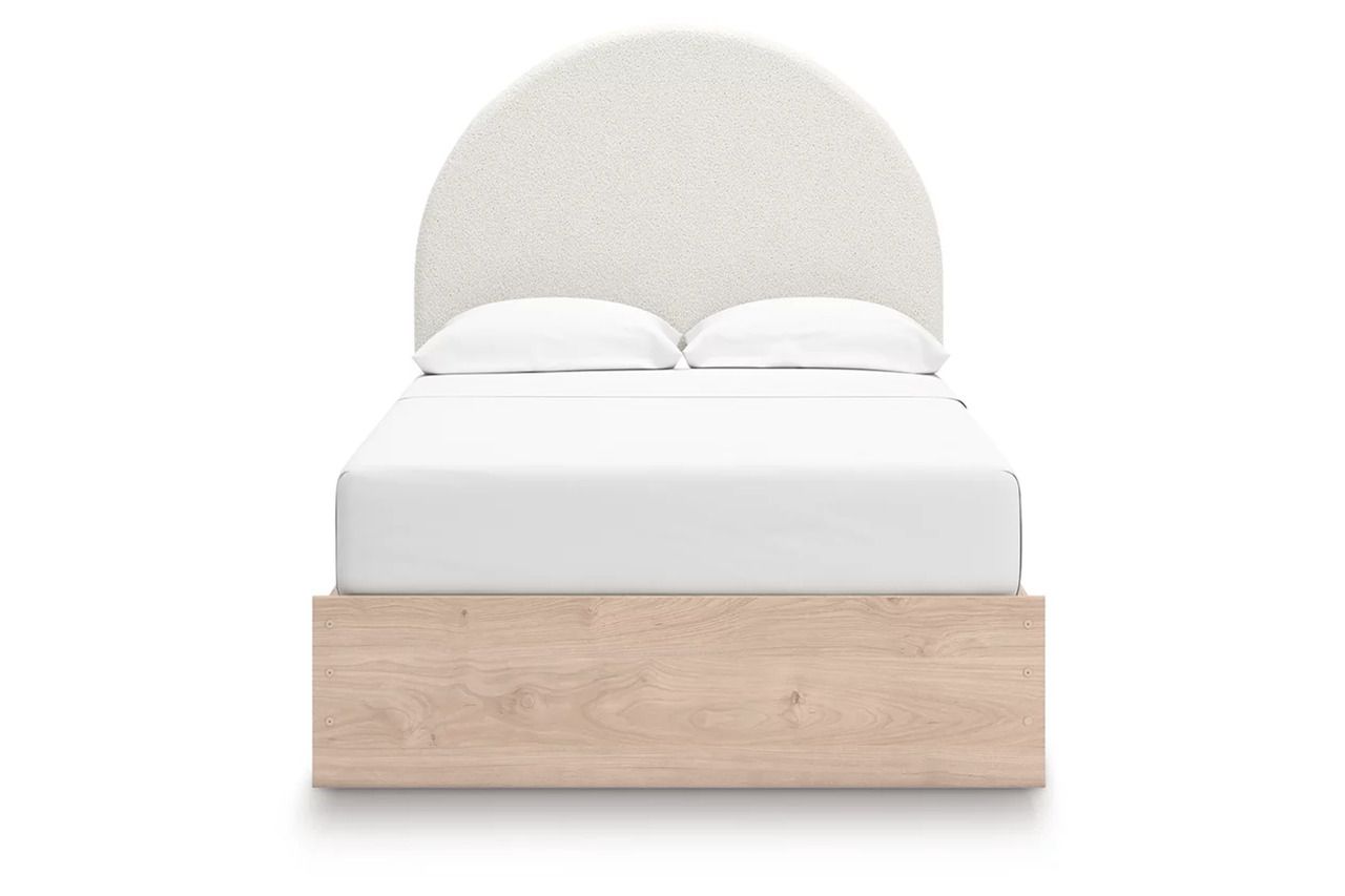 Birkmore Full Upholstered Panel Bed with Double Storage In Tan and White NCB1566B7