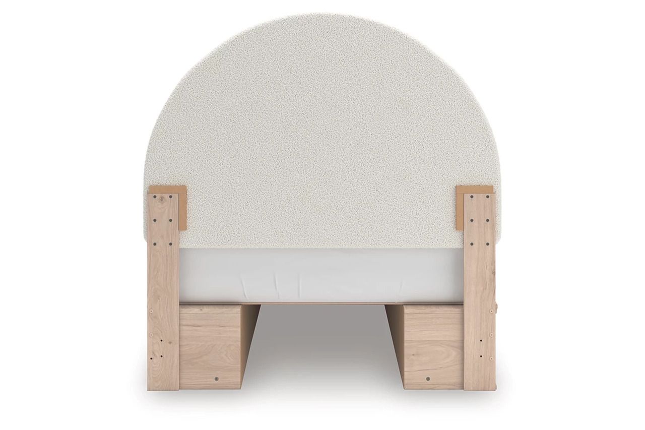 Birkmore Full Upholstered Panel Bed with Double Storage In Tan and White NCB1566B7