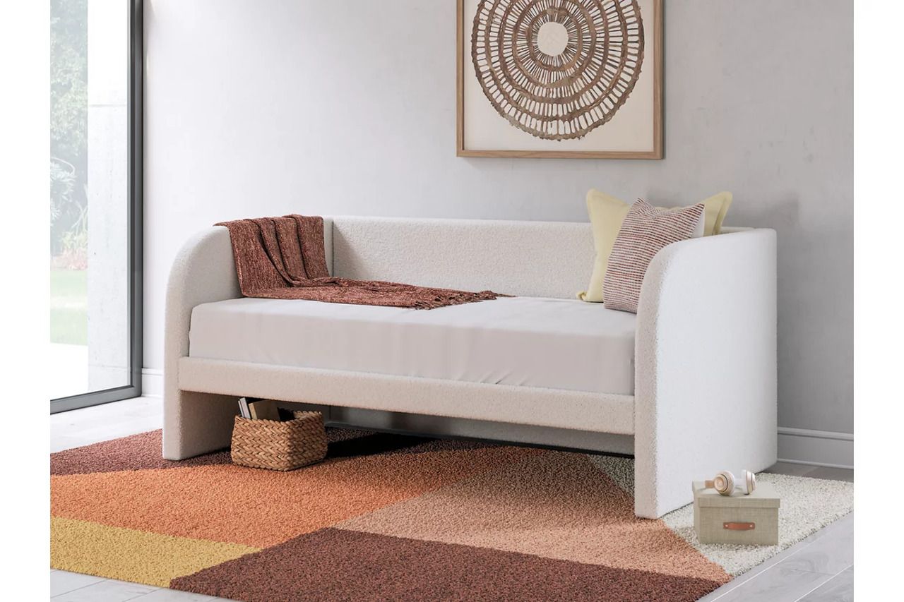 Birkmore Twin Upholstered Day Bed In Tan and White NCB1566B8